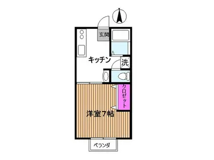 ベレーザプライト(1K/2階)の間取り写真