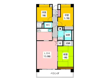 シーリン東伏見(3LDK/10階)の間取り写真