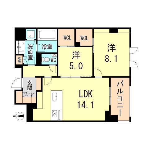 シャーメゾンステージ香櫨園(2LDK/3階)の間取り写真