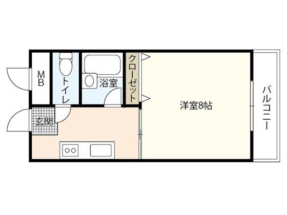 己斐西ハイム(1DK/1階)の間取り写真