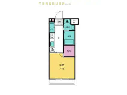 OASIS(1K/1階)の間取り写真