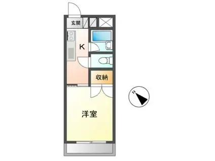 フラットサンパール(1K/2階)の間取り写真