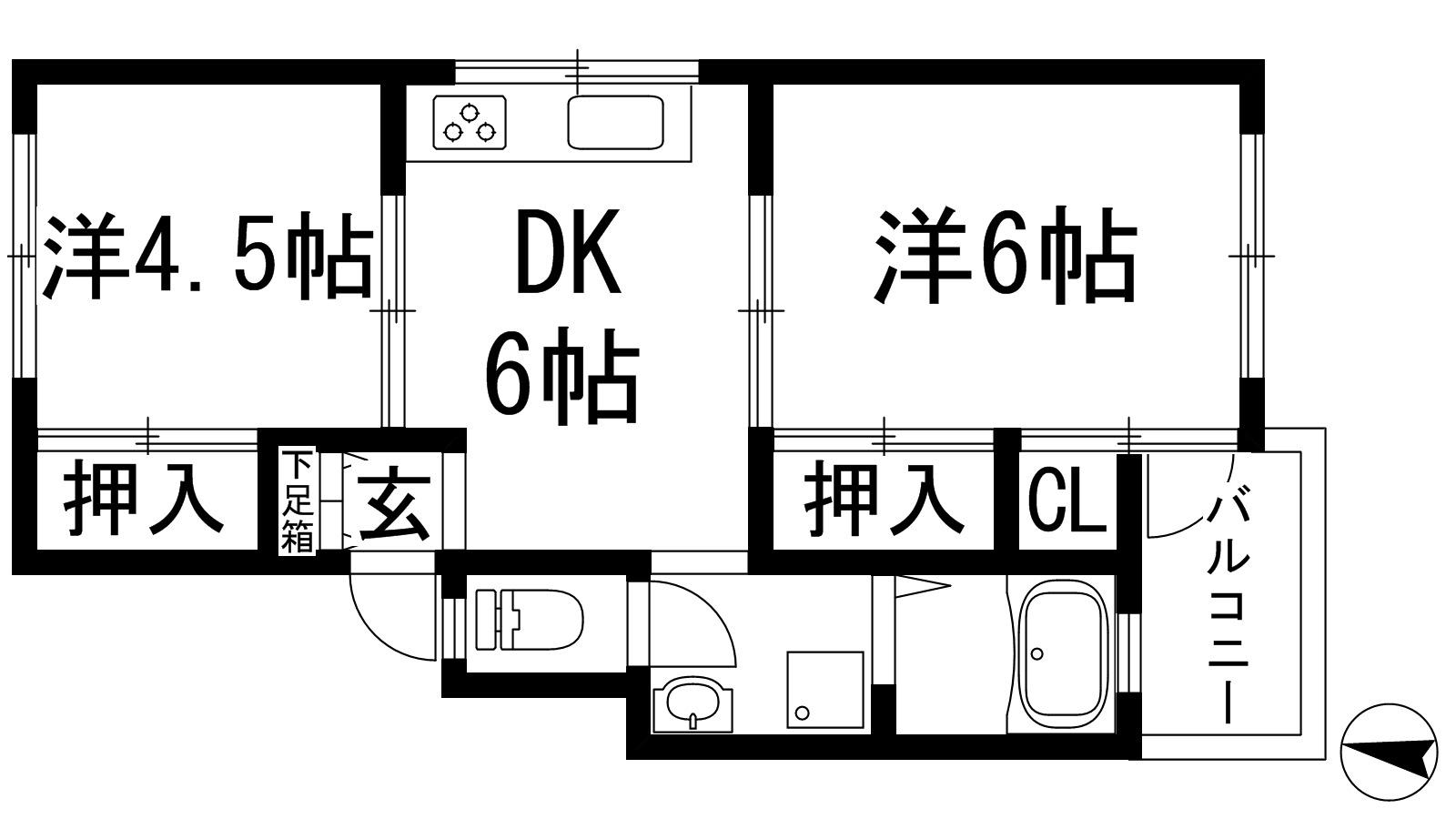 桜荘マンション(2DK/1階)の間取り写真