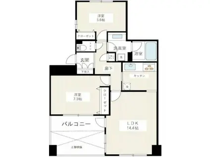 大宮区大成町1丁目マンション(2LDK/1階)の間取り写真