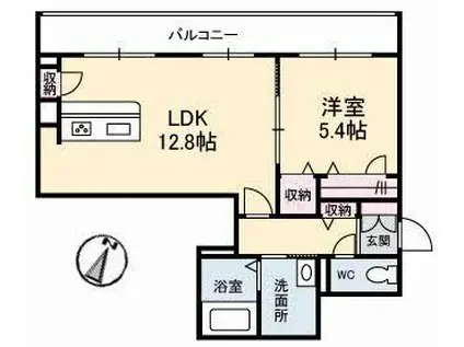 ソルブライト B棟(1LDK/3階)の間取り写真