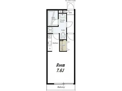 リブリ・SUNNY(1K/2階)の間取り写真