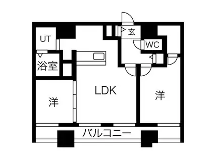 レジデンスセゾン(2LDK/12階)の間取り写真