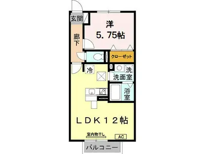 アンソレイエ(1LDK/1階)の間取り写真