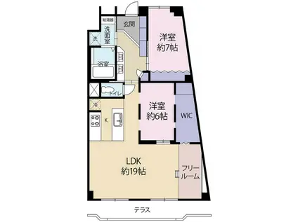 豊中メゾン桃山台2号棟(2LDK/7階)の間取り写真