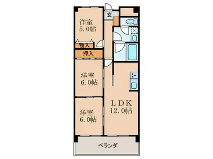 リビエール桃山(3LDK/7階)の間取り写真