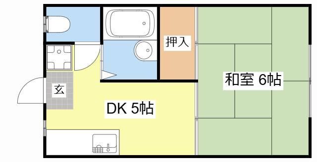 ARK五個荘I・II(1DK/2階)の間取り写真