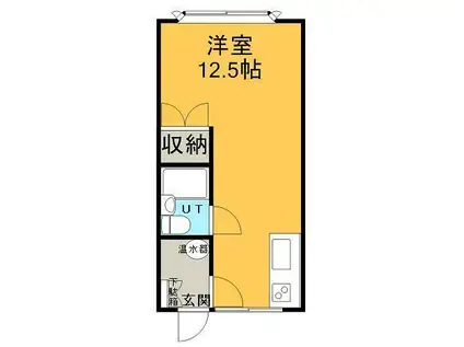 秋山ハイツ2(ワンルーム/1階)の間取り写真