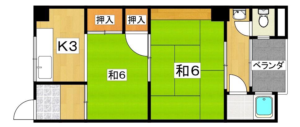 大作コーポ(2K/3階)の間取り写真