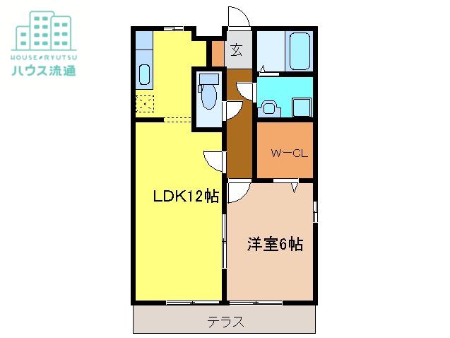 セイシェル・大山B(1LDK/1階)の間取り写真