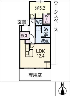 パークプレイス(1LDK/1階)の間取り写真