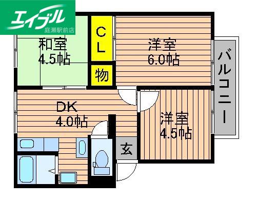 UMINAコーポ(3DK/2階)の間取り写真