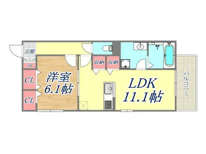 フェーブ島上(1LDK/2階)の間取り写真