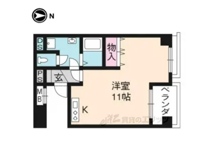 京都友禅文化会館(ワンルーム/4階)の間取り写真