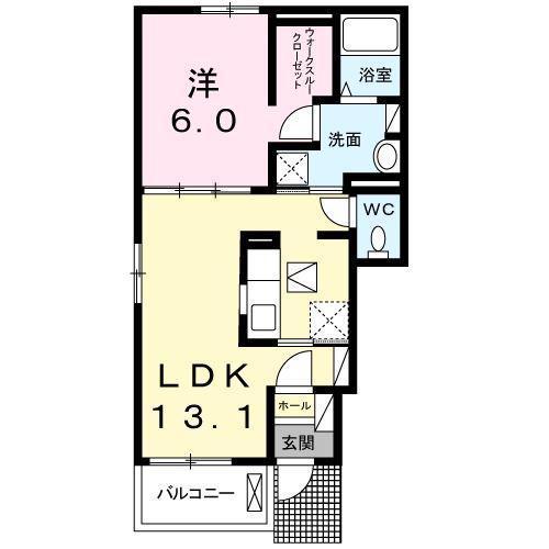 オーク ヴィレッジIII(1LDK/1階)の間取り写真