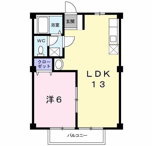 ファミールひいらぎB棟(1LDK/2階)の間取り写真