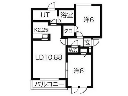 レジデンス琴似A RESIDENCE KOTONI A(2LDK/1階)の間取り写真