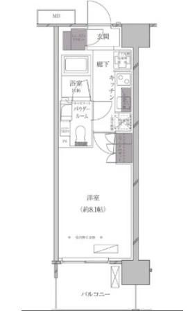 A-STANDARD芝浦(1K/2階)の間取り写真