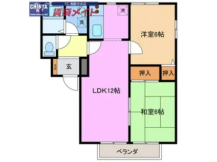 アーバンスクエアC(2LDK/2階)の間取り写真