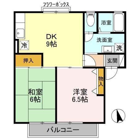 エクセルコーポ陵南A棟(2DK/2階)の間取り写真