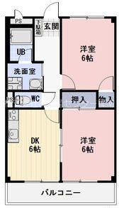 SURPLUS睦(2DK/2階)の間取り写真