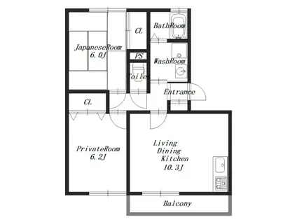 セジュールN-II(2LDK/2階)の間取り写真