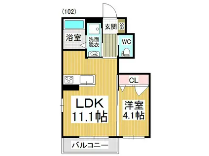 プロヌーブステラ(1LDK/1階)の間取り写真