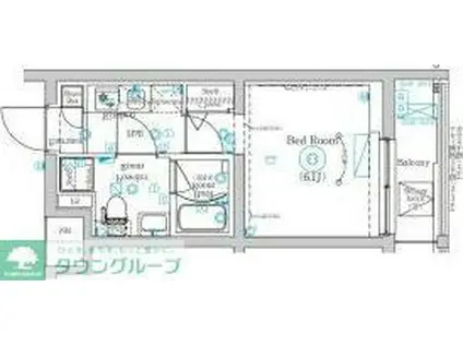 MIND 武蔵中原(1K/2階)の間取り写真
