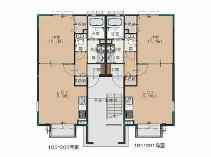 サンビレッジ小山城南B棟(1DK/1階)の間取り写真