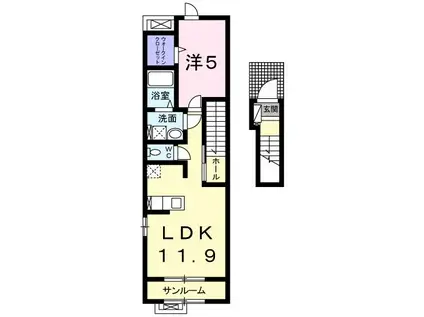 エクラVII(1LDK/2階)の間取り写真