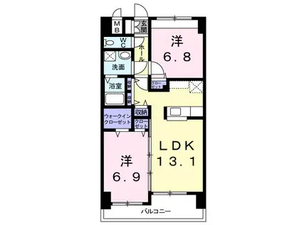 POSEIDON(2LDK/5階)の間取り写真