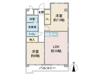 メゾンドエトワール・ドゥ(2LDK/2階)の間取り写真