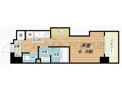 LUXE難波西I(1K/5階)の間取り写真