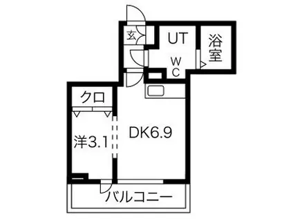メリディアン迫壱番館(1LDK/2階)の間取り写真