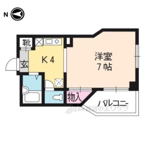 ラフィーネ四条堀川(1K/2階)の間取り写真