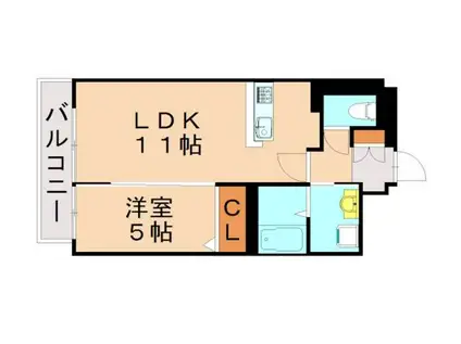 サクセス伊都III(1LDK/1階)の間取り写真