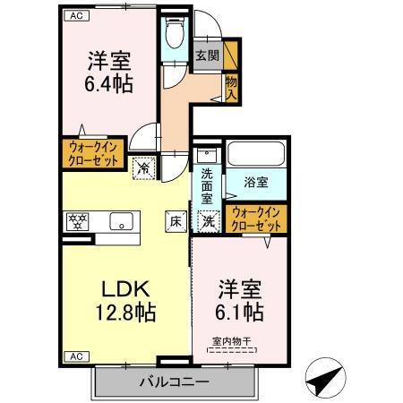 バニュルス VI(2LDK/1階)の間取り写真