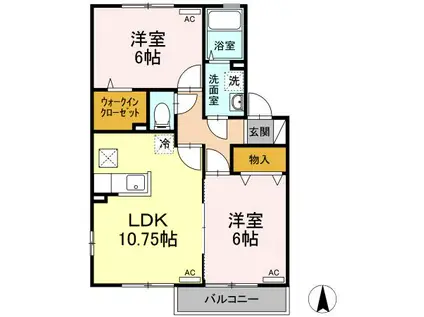 コートオンジェーム(2LDK/1階)の間取り写真