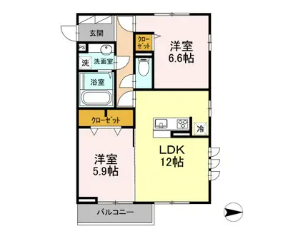 サンライズ(2LDK/2階)の間取り写真
