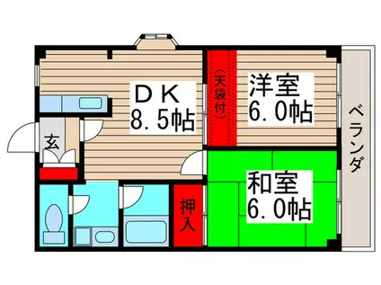 サニーガーデン中山(2DK/1階)の間取り写真