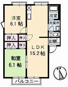 フレグランス藤ノ木 C棟(2LDK/2階)の間取り写真