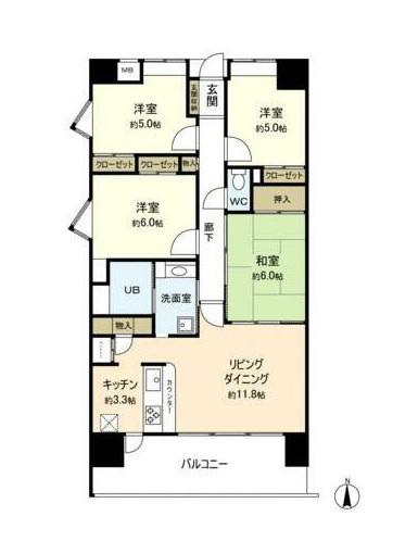 MFPRコート宮町(4LDK/5階)の間取り写真