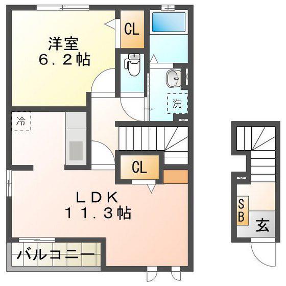 サニーパティオ(1LDK/2階)の間取り写真