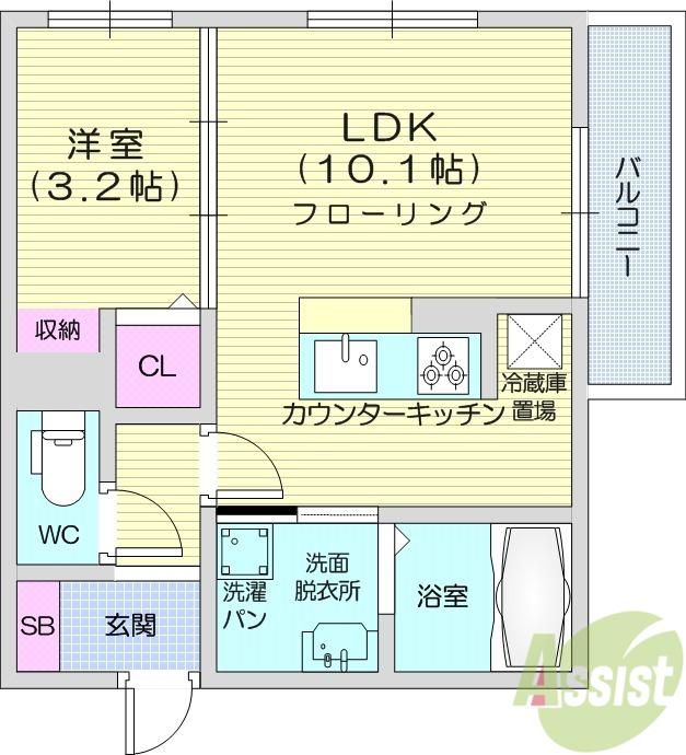 DーROOM FLAT(1LDK/3階)の間取り写真