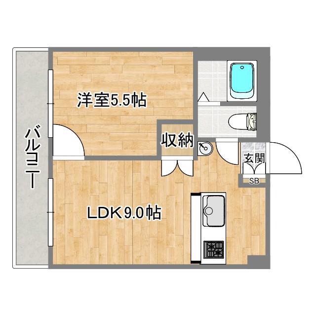 深沢コーポ(1LDK/4階)の間取り写真