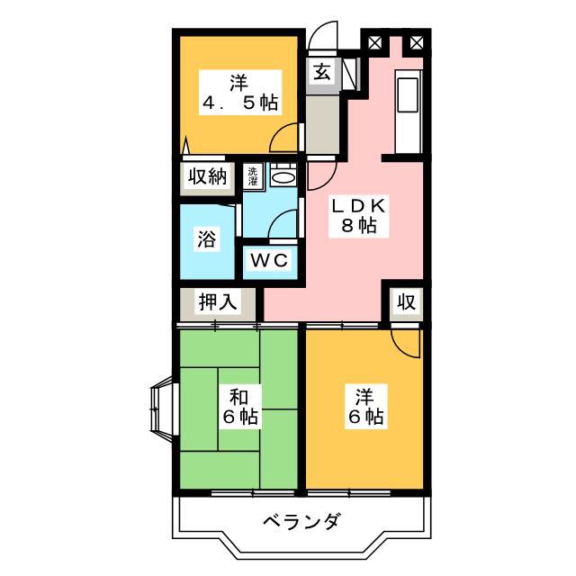 パーシモン(3DK/2階)の間取り写真